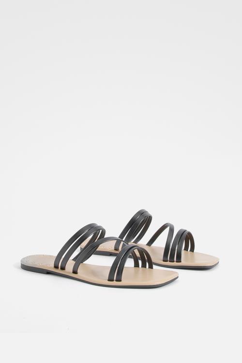 Wide Fit Studded Sole Strappy Sandals - Black