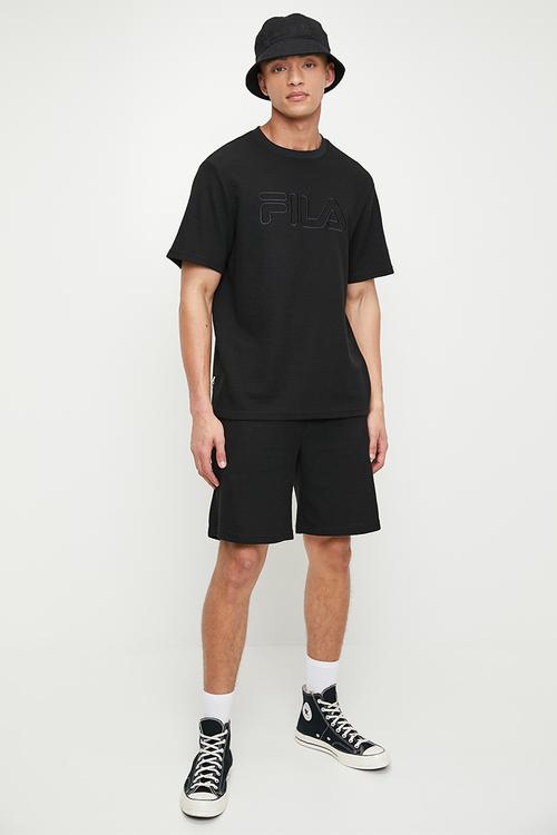 Caleb waffle T-shirt - black