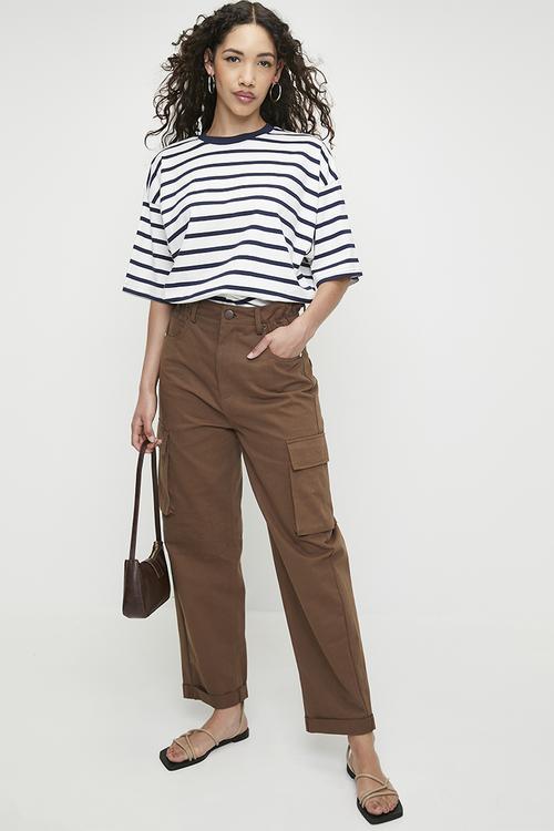 Oversized Stripe Tee - Navy/White
