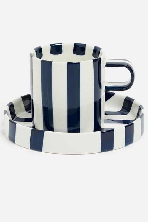 Striped cup & Saucer - Blue