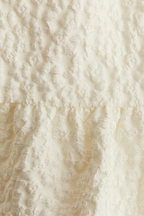 Jacquard-weave tiered dress - natural white