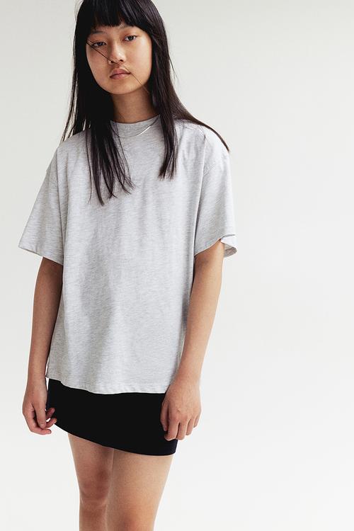 Oversized cotton jersey T-shirt - grey
