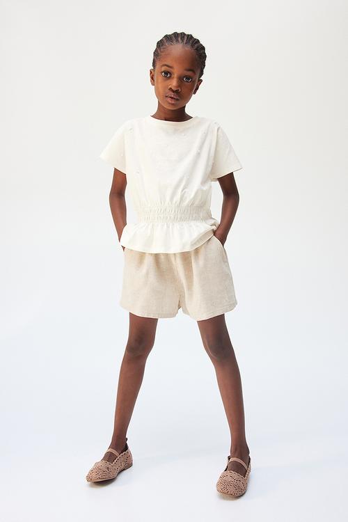 Cotton jersey peplum top - white