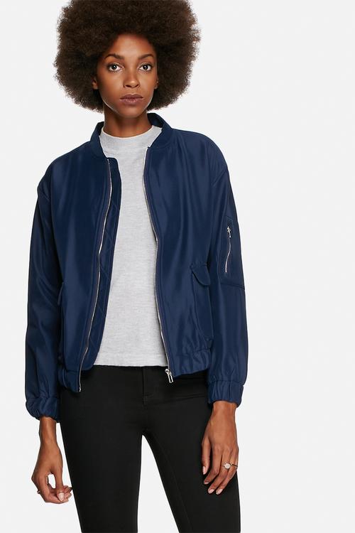Bomber jacket with shine finish