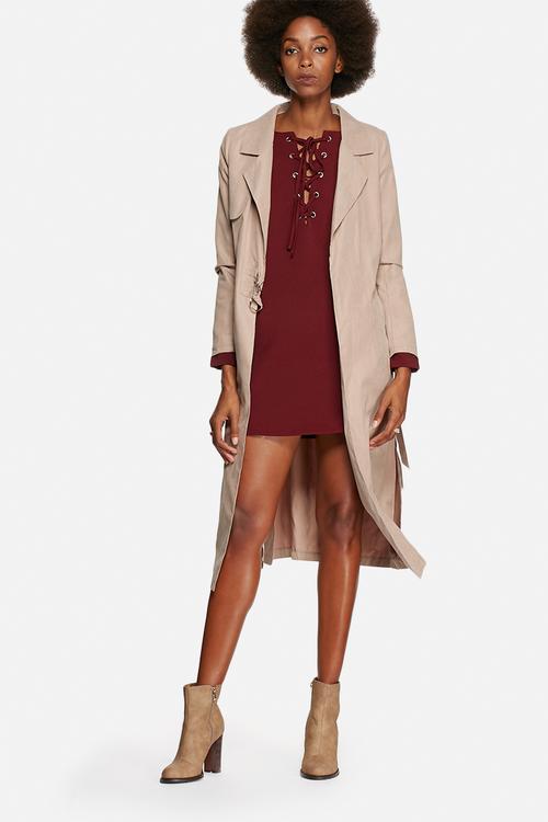 Double belted trench coat