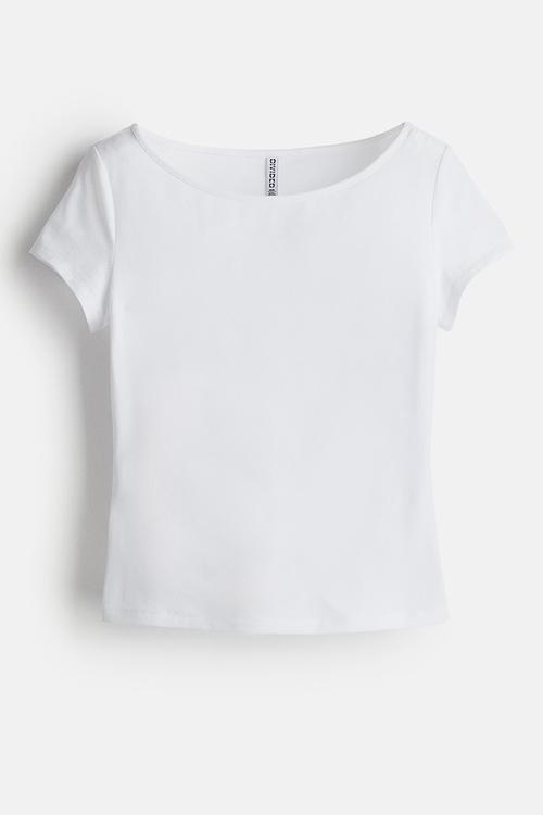 Sheer boat-neck t-shirt - white