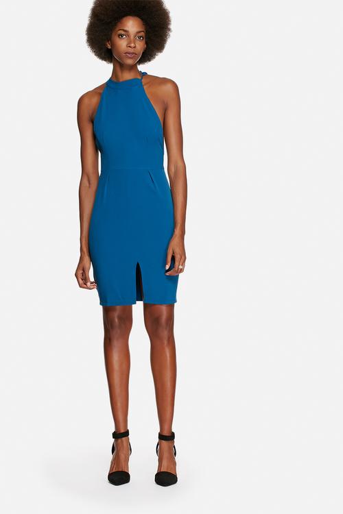 Halter tie neck mini dress