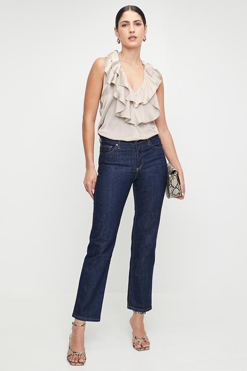 Ruffle chiffon blouse - simply taupe