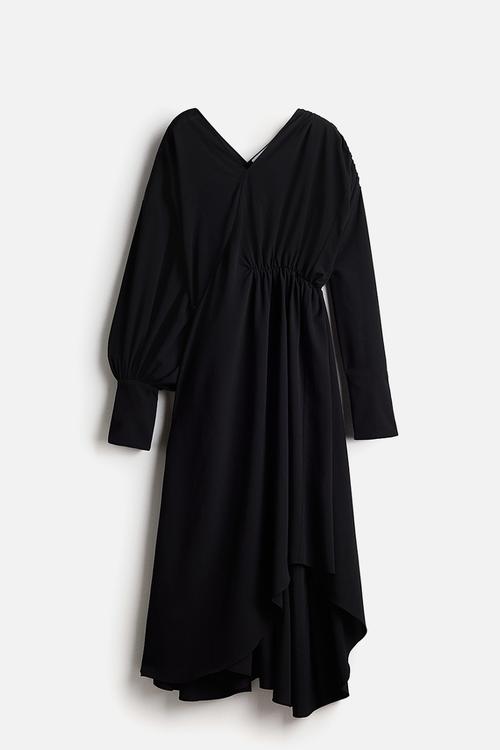 H&M Studio: Asymmetric crêpe dress - black