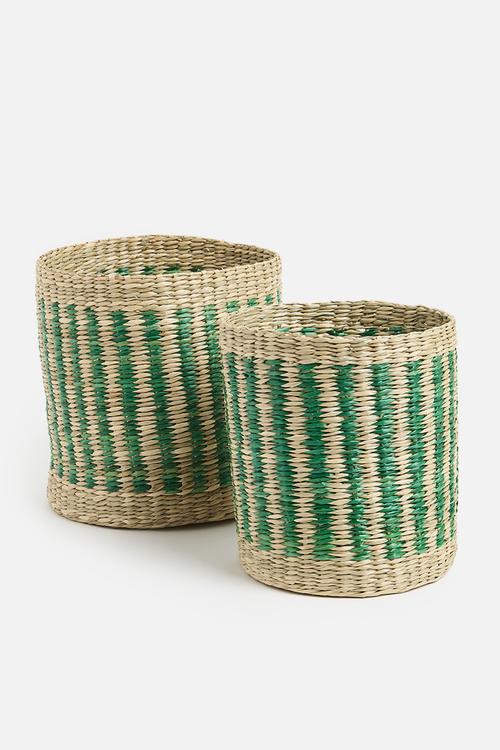 Planter set of 2 - Natural & Green