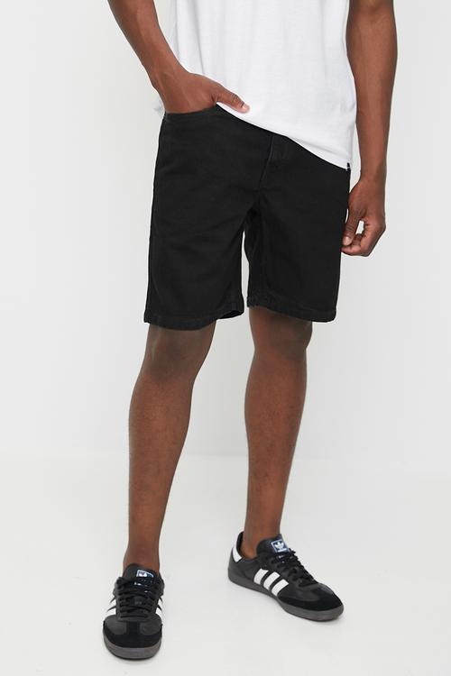 Slim rigid denim shorts in black - true black