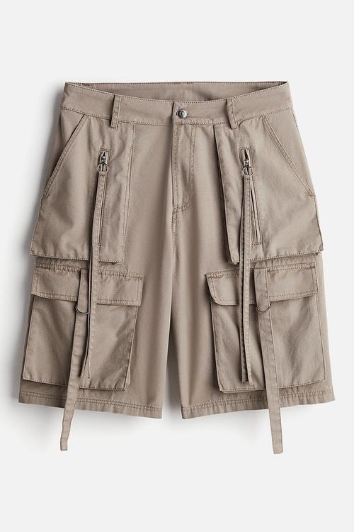 Cotton cargo shorts - greige