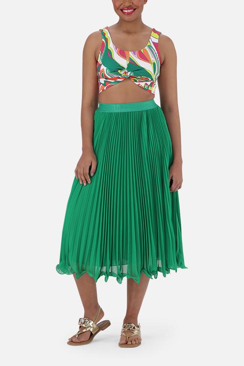 Sierra Pleated Midi Skirt - Emerald Green