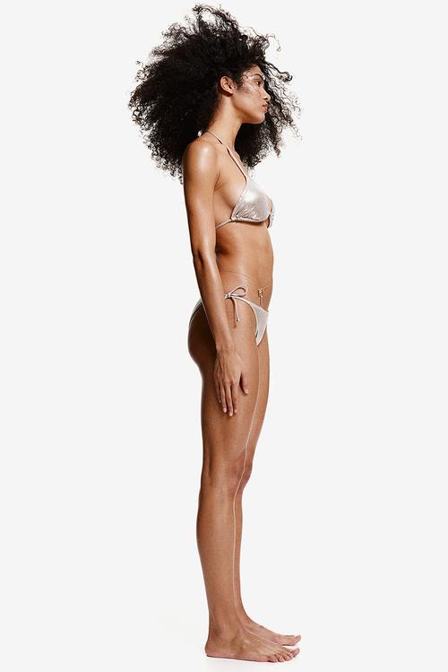 Tie tanga bikini bottoms - beige & silver 