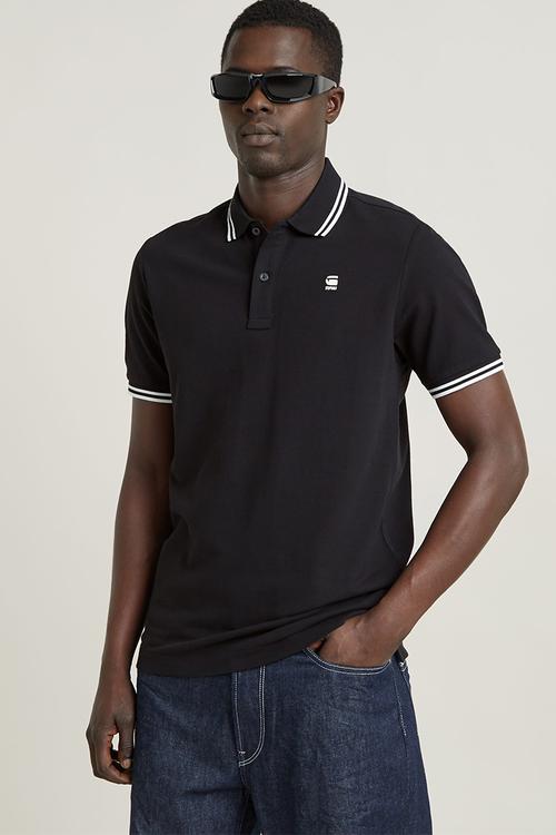 Dunda slim stripe polo s\s - dk black