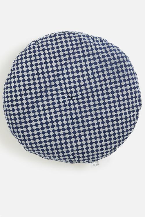 Gingham Check Floor Cushion Navy