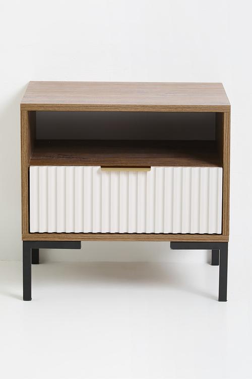 Carried bedside table- natural & white
