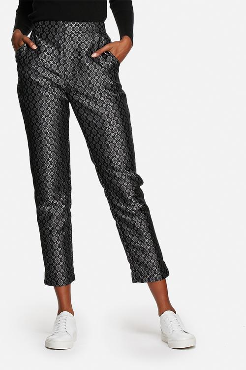 Metallic jacquard cigarette pant