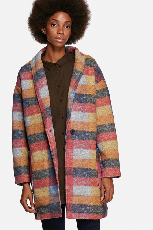 Check oversized cocoon coat