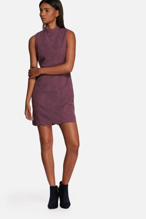 Suede button back shift dress
