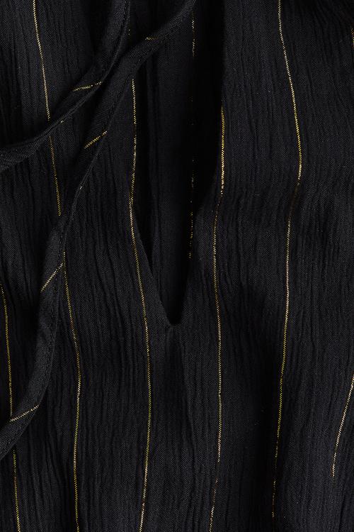 Glittery tie-detail tunic dress - black/striped 