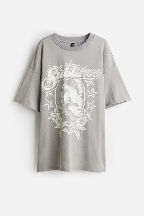 Oversized printed T-shirt - light grey/sublime