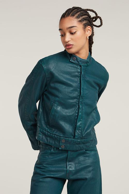 Short moto jacket wmn - green