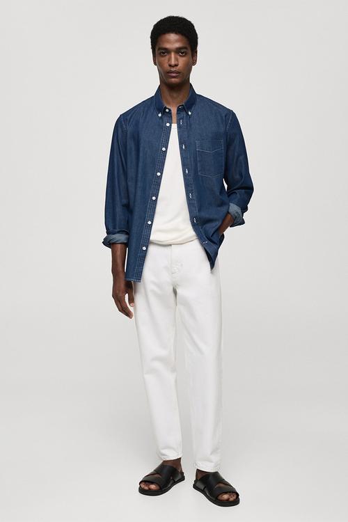 Shirt chambrec - open blue
