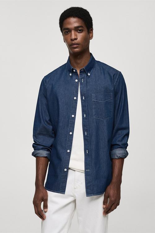 Shirt chambrec - open blue