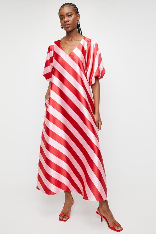 Bernadette Stripe Dress - Redpink