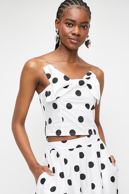White Cotton Top With Bow - Blackspot