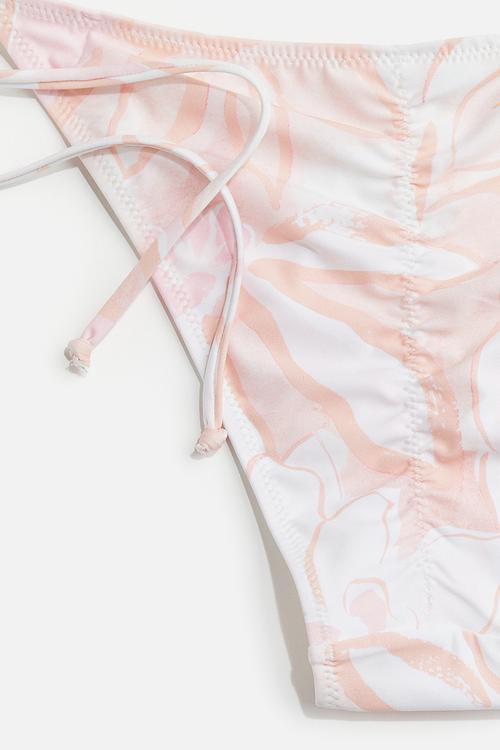 Tie tanga bikini bottoms - apricot & white patterned