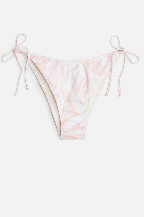 Tie tanga bikini bottoms - apricot & white patterned