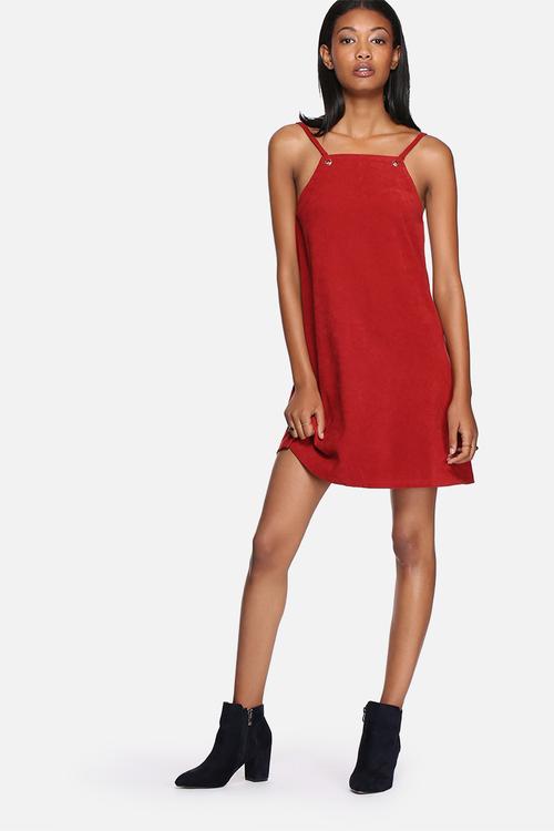 Suede eyelet dress with back tie