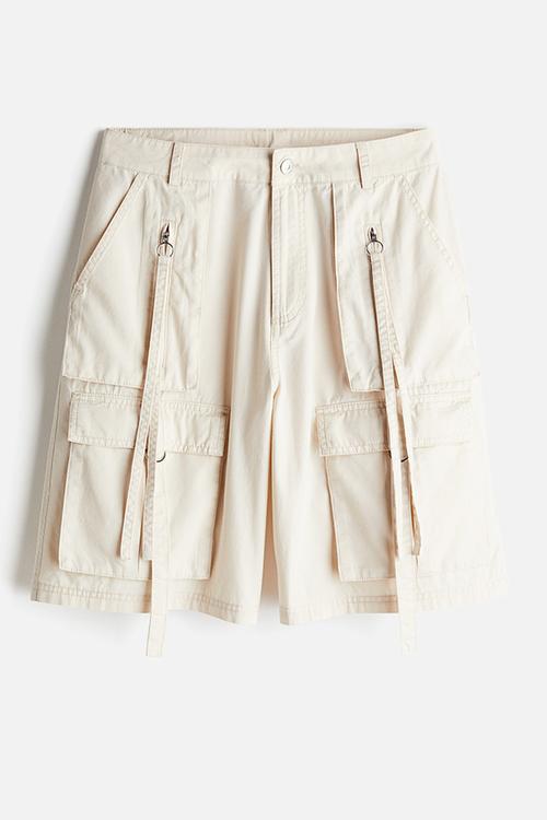 Cotton cargo shorts - light beige
