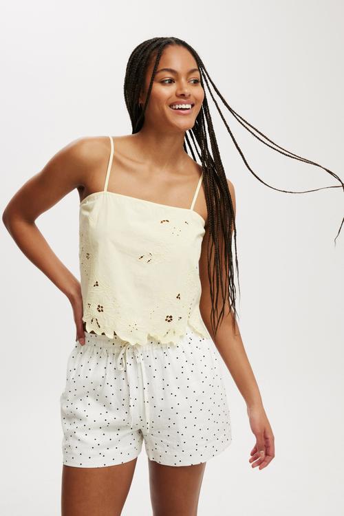Cutwork Open Back Cami - Lemon Icing
