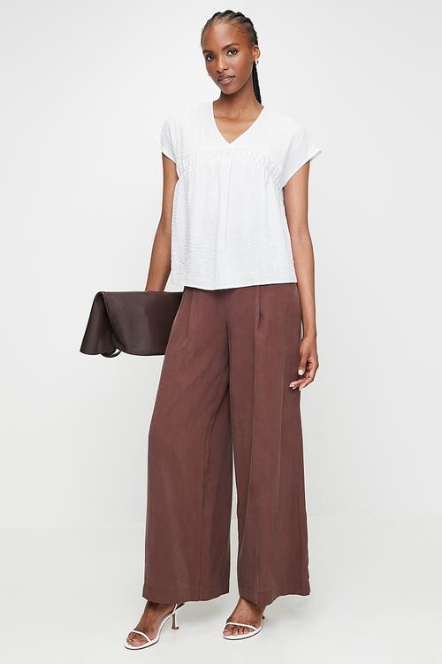 Co-ord shirred detail shell - white