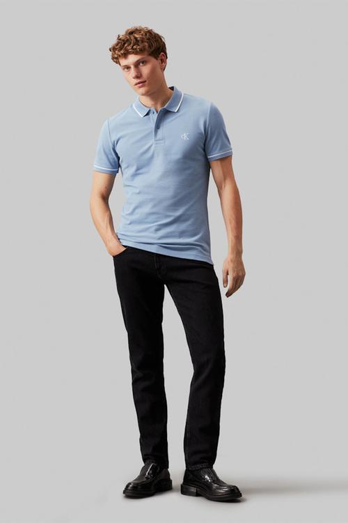 Tipping Slim Polo - Faded Denim