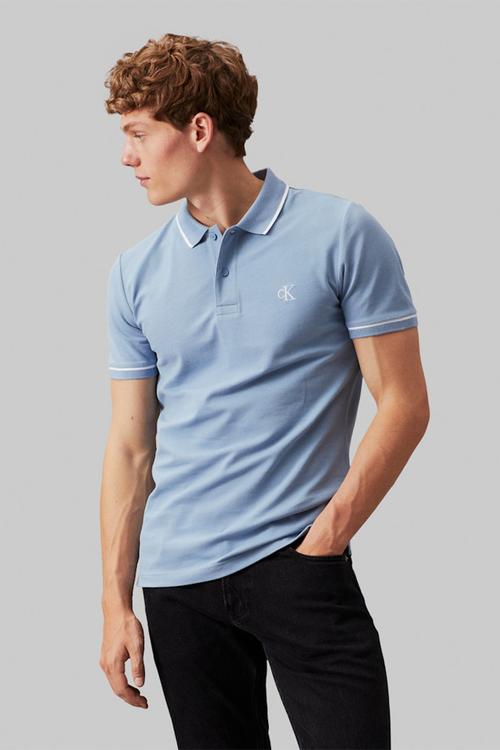 Tipping Slim Polo - Faded Denim