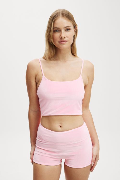 Cropped Tankini Swim Top - Malibu Pink Velvet