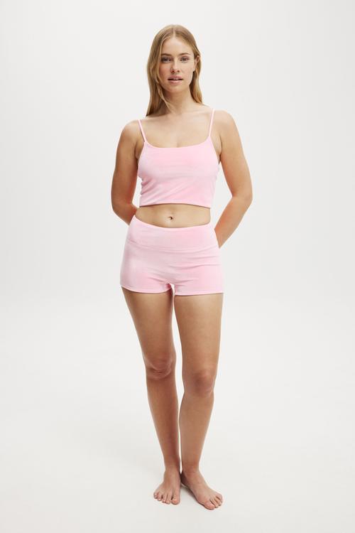 Cropped Tankini Swim Top - Malibu Pink Velvet
