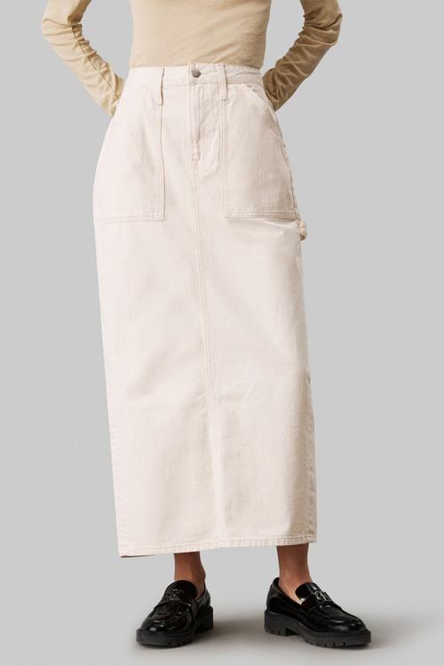 Maxi skirt cargo pockets - denim light