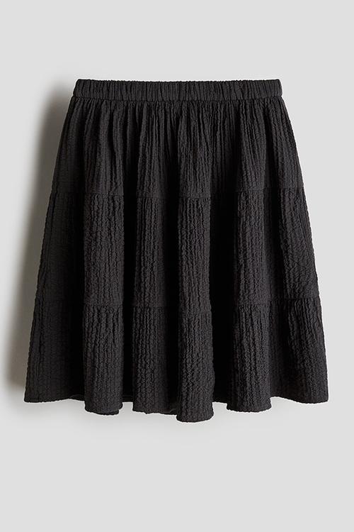 Tiered seersucker skirt - dark grey