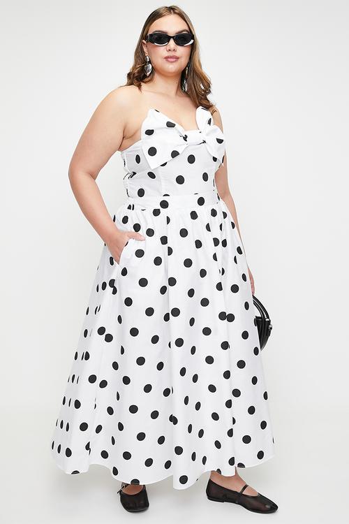 Plus Dirdle Skirt With Ric Rac In Spot - Blackspot