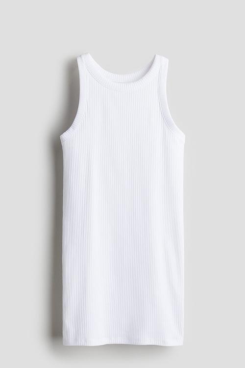 Ribbed jersey dress - white