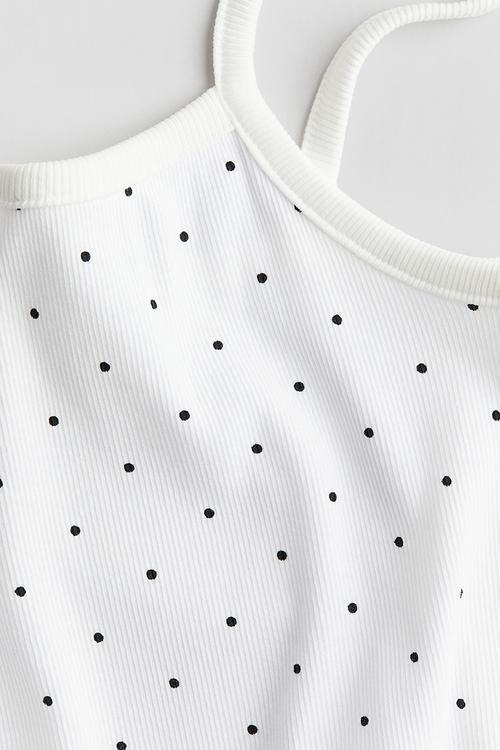 Cotton jersey strappy dress - white multi