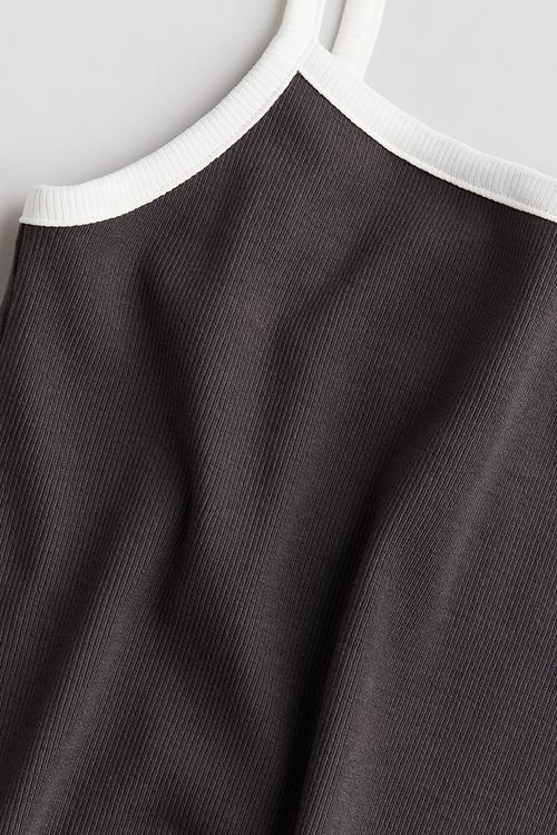 Cotton jersey strappy dress - grey multi 