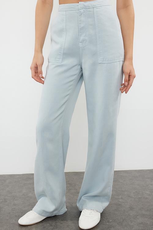 High Waist Pants - Light Blue