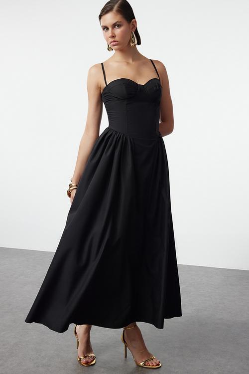 A-Line Poplin Dress - Black
