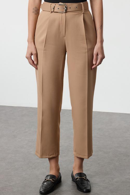Belted ankle trousers - beige